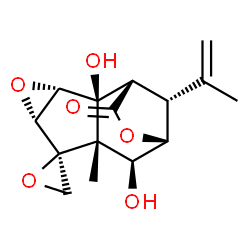 ChemSpider 2D Image | (1S,2S,3S,5R,6S,7S,8S,9R,12R)-2,8-Dihydroxy-12-isopropenyl-7-methyl-11H-spiro[4,10-dioxatetracyclo[7.2.1.0~2,7~.0~3,5~]dodecane-6,2'-oxiran]-11-one | C15H18O6