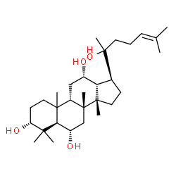 ChemSpider 2D Image | (3alpha,6alpha,9beta,10xi,12alpha,14beta,20xi)-Dammar-24-ene-3,6,12,20-tetrol | C30H52O4