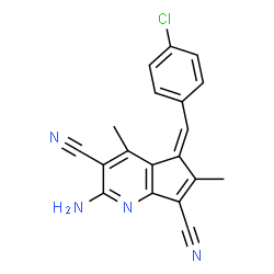 ChemSpider 2D Image | (5Z)-2-Amino-5-(4-chlorobenzylidene)-4,6-dimethyl-5H-cyclopenta[b]pyridine-3,7-dicarbonitrile | C19H13ClN4