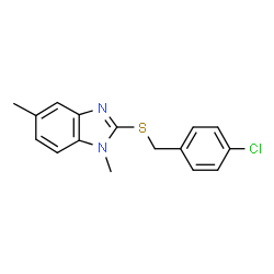 ChemSpider 2D Image | 2-[(4-Chlorobenzyl)sulfanyl]-1,5-dimethyl-1H-benzimidazole | C16H15ClN2S