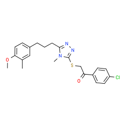 ChemSpider 2D Image | 1-(4-Chlorophenyl)-2-({5-[3-(4-methoxy-3-methylphenyl)propyl]-4-methyl-4H-1,2,4-triazol-3-yl}sulfanyl)ethanone | C22H24ClN3O2S