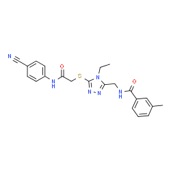 ChemSpider 2D Image | N-{[5-({2-[(4-Cyanophenyl)amino]-2-oxoethyl}sulfanyl)-4-ethyl-4H-1,2,4-triazol-3-yl]methyl}-3-methylbenzamide | C22H22N6O2S