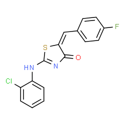 ChemSpider 2D Image | (5E)-2-[(2-Chlorophenyl)amino]-5-(4-fluorobenzylidene)-1,3-thiazol-4(5H)-one | C16H10ClFN2OS