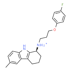 ChemSpider 2D Image | (1S)-N-[3-(4-Fluorophenoxy)propyl]-6-methyl-2,3,4,9-tetrahydro-1H-carbazol-1-aminium | C22H26FN2O