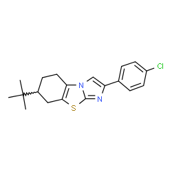 ChemSpider 2D Image | 2-(4-Chlorophenyl)-7-(2-methyl-2-propanyl)-5,6,7,8-tetrahydroimidazo[2,1-b][1,3]benzothiazole | C19H21ClN2S