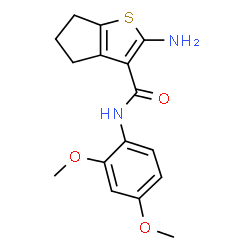 ChemSpider 2D Image | 2-amino-N-(2,4-dimethoxyphenyl)-4H,5H,6H-cyclopenta[b]thiophene-3-carboxamide | C16H18N2O3S