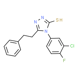 ChemSpider 2D Image | 4H-1,2,4-triazole-3-thiol, 4-(3-chloro-4-fluorophenyl)-5-(2-phenylethyl)- | C16H13ClFN3S