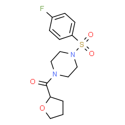 ChemSpider 2D Image | {4-[(4-Fluorophenyl)sulfonyl]-1-piperazinyl}(tetrahydro-2-furanyl)methanone | C15H19FN2O4S