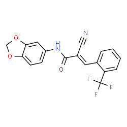 ChemSpider 2D Image | (2E)-N-(1,3-Benzodioxol-5-yl)-2-cyano-3-[2-(trifluoromethyl)phenyl]acrylamide | C18H11F3N2O3