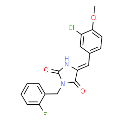 ChemSpider 2D Image | (5Z)-5-(3-Chloro-4-methoxybenzylidene)-3-(2-fluorobenzyl)-2,4-imidazolidinedione | C18H14ClFN2O3