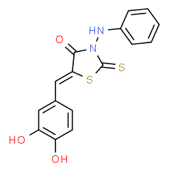 ChemSpider 2D Image | (5Z)-3-Anilino-5-(3,4-dihydroxybenzylidene)-2-thioxo-1,3-thiazolidin-4-one | C16H12N2O3S2