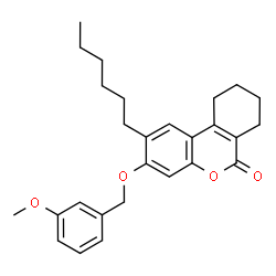 ChemSpider 2D Image | 2-Hexyl-3-[(3-methoxybenzyl)oxy]-7,8,9,10-tetrahydro-6H-benzo[c]chromen-6-one | C27H32O4
