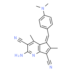 ChemSpider 2D Image | (5Z)-2-Amino-5-[4-(dimethylamino)benzylidene]-4,6-dimethyl-5H-cyclopenta[b]pyridine-3,7-dicarbonitrile | C21H19N5