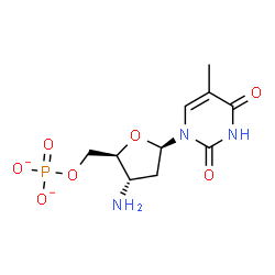 ChemSpider 2D Image | 3'-Amino-3'-deoxy-5'-O-phosphonatothymidine | C10H14N3O7P