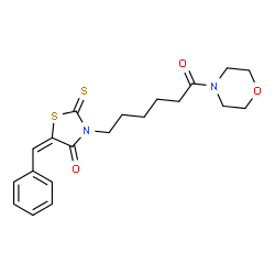 ChemSpider 2D Image | (5E)-5-Benzylidene-3-[6-(4-morpholinyl)-6-oxohexyl]-2-thioxo-1,3-thiazolidin-4-one | C20H24N2O3S2