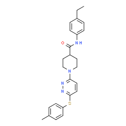 ChemSpider 2D Image | N-(4-Ethylphenyl)-1-{6-[(4-methylphenyl)sulfanyl]-3-pyridazinyl}-4-piperidinecarboxamide | C25H28N4OS