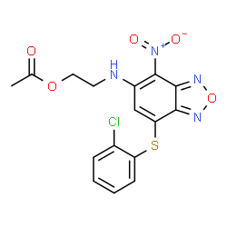 ChemSpider 2D Image | 2-({7-[(2-Chlorophenyl)sulfanyl]-4-nitro-2,1,3-benzoxadiazol-5-yl}amino)ethyl acetate | C16H13ClN4O5S
