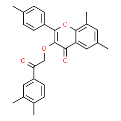 ChemSpider 2D Image | 3-[2-(3,4-Dimethylphenyl)-2-oxoethoxy]-6,8-dimethyl-2-(4-methylphenyl)-4H-chromen-4-one | C28H26O4