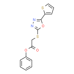 ChemSpider 2D Image | Phenyl {[5-(2-thienyl)-1,3,4-oxadiazol-2-yl]sulfanyl}acetate | C14H10N2O3S2