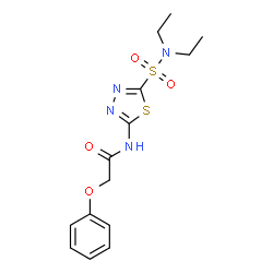 ChemSpider 2D Image | N-[5-(Diethylsulfamoyl)-1,3,4-thiadiazol-2-yl]-2-phenoxyacetamide | C14H18N4O4S2