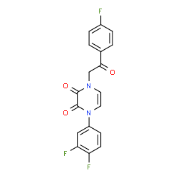 ChemSpider 2D Image | 1-(3,4-Difluorophenyl)-4-[2-(4-fluorophenyl)-2-oxoethyl]-1,4-dihydro-2,3-pyrazinedione | C18H11F3N2O3
