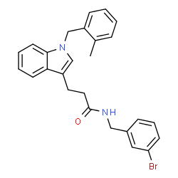ChemSpider 2D Image | N-(3-Bromobenzyl)-3-[1-(2-methylbenzyl)-1H-indol-3-yl]propanamide | C26H25BrN2O