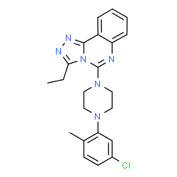 ChemSpider 2D Image | 5-[4-(5-Chloro-2-methylphenyl)-1-piperazinyl]-3-ethyl[1,2,4]triazolo[4,3-c]quinazoline | C22H23ClN6