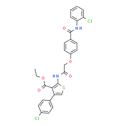 ChemSpider 2D Image | Ethyl 4-(4-chlorophenyl)-2-[({4-[(2-chlorophenyl)carbamoyl]phenoxy}acetyl)amino]-3-thiophenecarboxylate | C28H22Cl2N2O5S