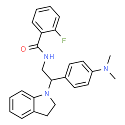 ChemSpider 2D Image | N-{2-(2,3-Dihydro-1H-indol-1-yl)-2-[4-(dimethylamino)phenyl]ethyl}-2-fluorobenzamide | C25H26FN3O