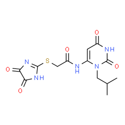 ChemSpider 2D Image | 2-[(4,5-Dioxo-4,5-dihydro-1H-imidazol-2-yl)sulfanyl]-N-(3-isobutyl-2,6-dioxo-1,2,3,6-tetrahydro-4-pyrimidinyl)acetamide | C13H15N5O5S