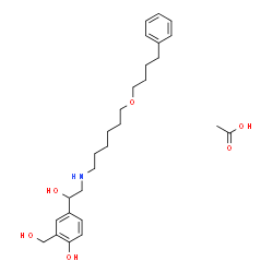 ChemSpider 2D Image | 2-(Hydroxymethyl)-4-(1-hydroxy-2-{[6-(4-phenylbutoxy)hexyl]amino}ethyl)phenol acetate (1:1) | C27H41NO6