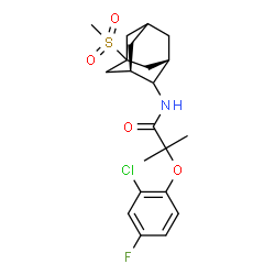 ChemSpider 2D Image | 2-(2-Chloro-4-fluorophenoxy)-2-methyl-N-[(1R,3S)-5-(methylsulfonyl)adamantan-2-yl]propanamide | C21H27ClFNO4S
