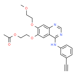 ChemSpider 2D Image | 2-({4-[(3-Ethynylphenyl)amino]-7-(2-methoxyethoxy)-6-quinazolinyl}oxy)ethyl acetate | C23H23N3O5