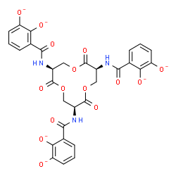 ChemSpider 2D Image | 3,3',3''-{[(3S,7S,11S)-2,6,10-Trioxo-1,5,9-trioxacyclododecane-3,7,11-triyl]tricarbamoyl}tri(1,2-benzenediolate) | C30H21N3O15