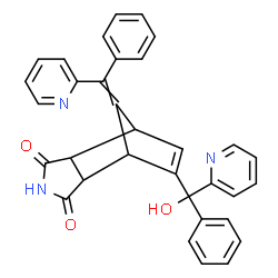 ChemSpider 2D Image | 8-[Hydroxy(phenyl)2-pyridinylmethyl]-10-[phenyl(2-pyridinyl)methylene]-4-azatricyclo[5.2.1.0~2,6~]dec-8-ene-3,5-dione | C33H25N3O3