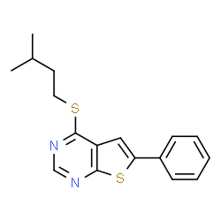 ChemSpider 2D Image | 4-[(3-Methylbutyl)sulfanyl]-6-phenylthieno[2,3-d]pyrimidine | C17H18N2S2