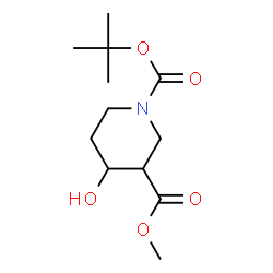 ChemSpider 2D Image | Methyl N-Boc-4-hydroxypiperidine-3-carboxylate | C12H21NO5