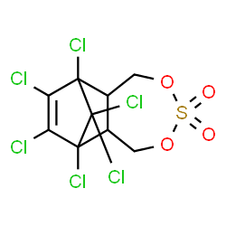 ChemSpider 2D Image | 1,9,10,11,12,12-Hexachloro-4,6-dioxa-5-thiatricyclo[7.2.1.0~2,8~]dodec-10-ene 5,5-dioxide | C9H6Cl6O4S