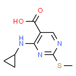 ChemSpider 2D Image | 4-(Cyclopropylamino)-2-(methylthio)-5-pyrimidinecarboxylic acid | C9H11N3O2S