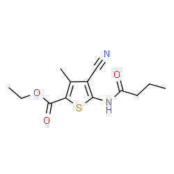 ChemSpider 2D Image | Ethyl 5-(butyrylamino)-4-cyano-3-methyl-2-thiophenecarboxylate | C13H16N2O3S