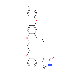 ChemSpider 2D Image | 5-(3-{3-[4-(4-Chloro-3-methylphenoxy)-2-propylphenoxy]propoxy}phenyl)-1,3-thiazolidine-2,4-dione | C28H28ClNO5S