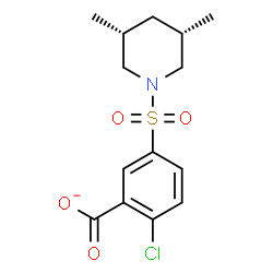 ChemSpider 2D Image | 2-Chloro-5-{[(3R,5S)-3,5-dimethyl-1-piperidinyl]sulfonyl}benzoate | C14H17ClNO4S