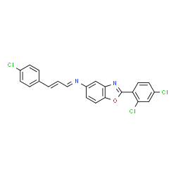 ChemSpider 2D Image | (1E,2E)-3-(4-Chlorophenyl)-N-[2-(2,4-dichlorophenyl)-1,3-benzoxazol-5-yl]-2-propen-1-imine | C22H13Cl3N2O
