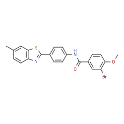 ChemSpider 2D Image | 3-Bromo-4-methoxy-N-[4-(6-methyl-1,3-benzothiazol-2-yl)phenyl]benzamide | C22H17BrN2O2S