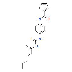 ChemSpider 2D Image | N-{4-[(Hexanoylcarbamothioyl)amino]phenyl}-2-furamide | C18H21N3O3S