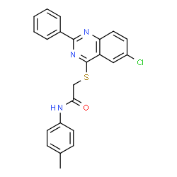ChemSpider 2D Image | 2-[(6-Chloro-2-phenyl-4-quinazolinyl)sulfanyl]-N-(4-methylphenyl)acetamide | C23H18ClN3OS