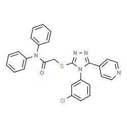 ChemSpider 2D Image | 2-{[4-(3-Chlorophenyl)-5-(4-pyridinyl)-4H-1,2,4-triazol-3-yl]sulfanyl}-N,N-diphenylacetamide | C27H20ClN5OS