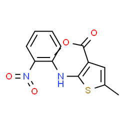 ChemSpider 2D Image | Methyl 5-methyl-2-[(2-nitrophenyl)amino]-3-thiophenecarboxylate | C13H12N2O4S