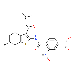 ChemSpider 2D Image | Isopropyl (6R)-2-[(2,4-dinitrobenzoyl)amino]-6-methyl-4,5,6,7-tetrahydro-1-benzothiophene-3-carboxylate | C20H21N3O7S
