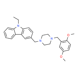 ChemSpider 2D Image | 3-[4-(2,5-Dimethoxy-benzyl)-piperazin-1-ylmethyl]-9-ethyl-9H-carbazole | C28H33N3O2